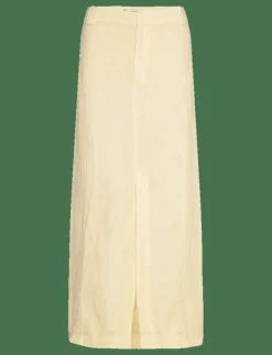 Kvinnor Mango Kjolar|Linen skirt with slit - Midi kjolar