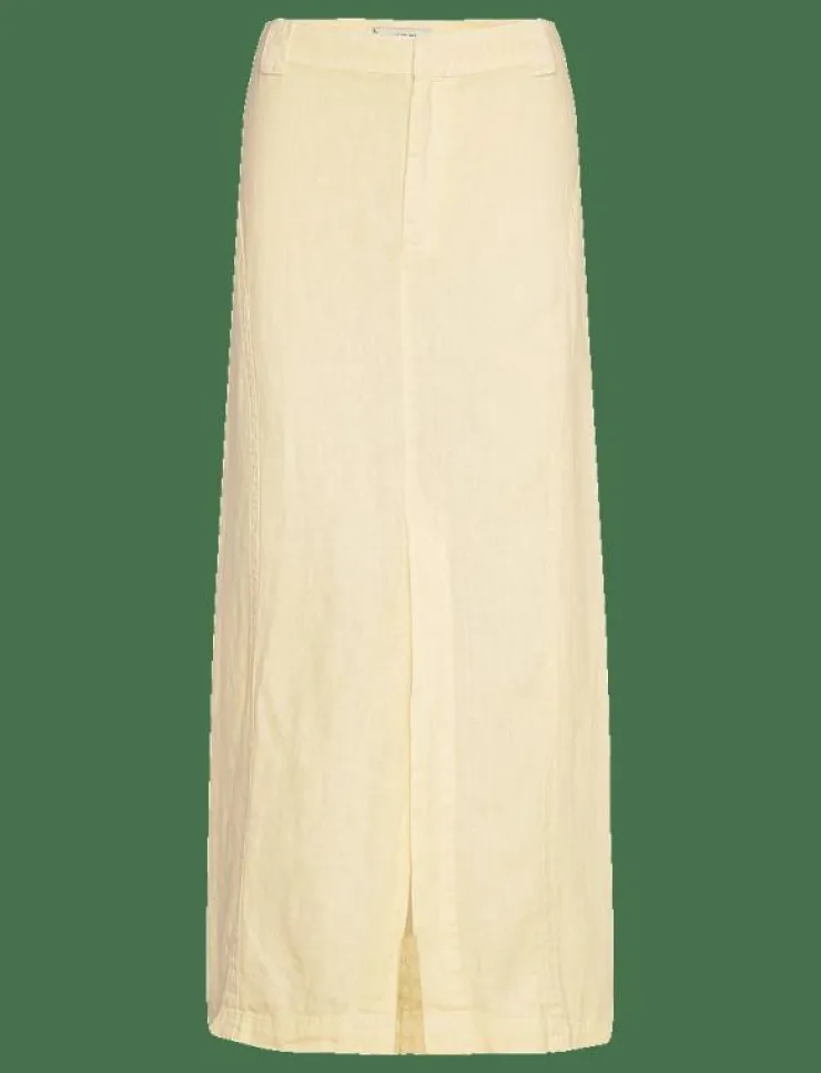 Kvinnor Mango Kjolar|Linen skirt with slit - Midi kjolar