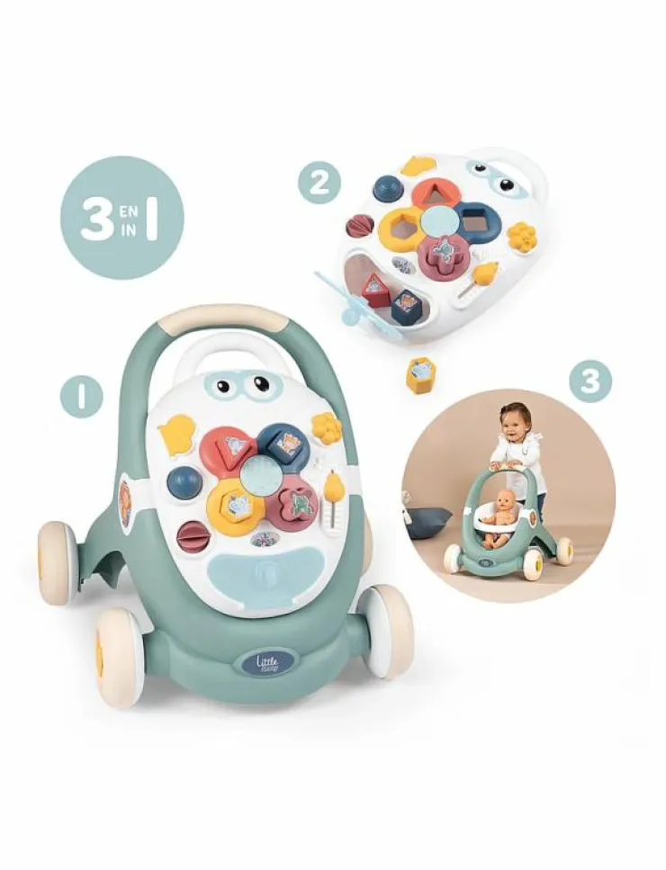 Smoby Little 3 IN 1 TROTTY WALKER - Lära-gå-vagnar|Barn Babyleksaker|Babyleksaker