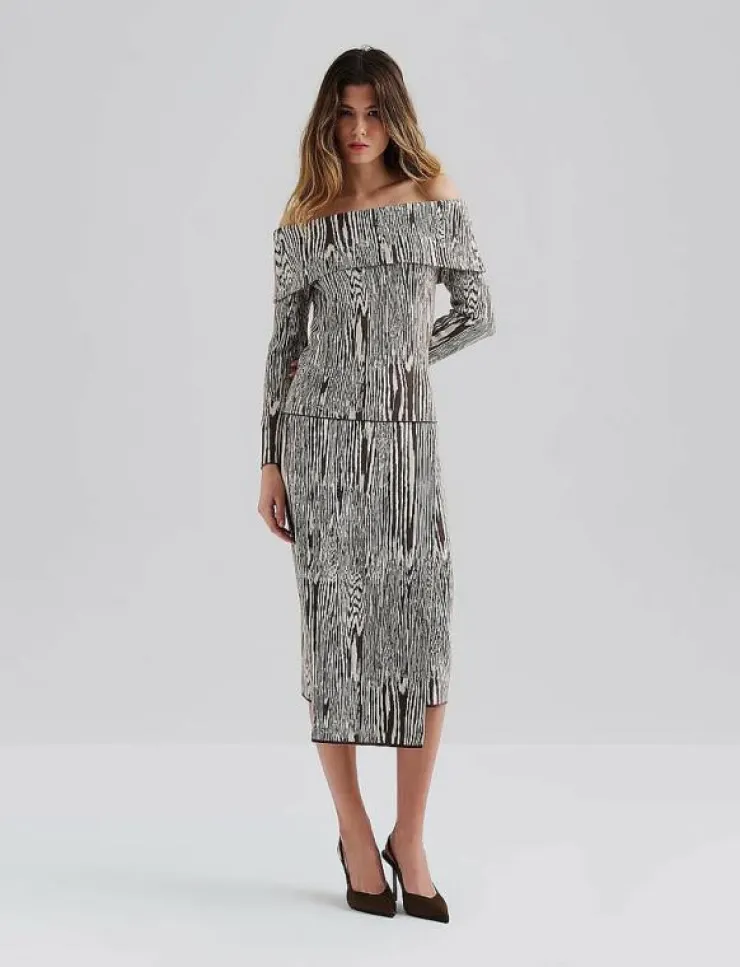 Malina Lois Jacquard Knitted Wrap Midi skirt - Midi kjolar|Kvinnor Kjolar