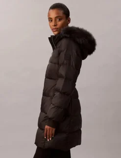 Calvin Klein LONG DOWN JACKET WITH FUR - Dunkappor|Kvinnor Jackor & Kappor