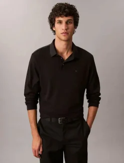 Calvin Klein LS SUPIMA COTTON SOLID POLO - Långärmade pikéer| Pikéer