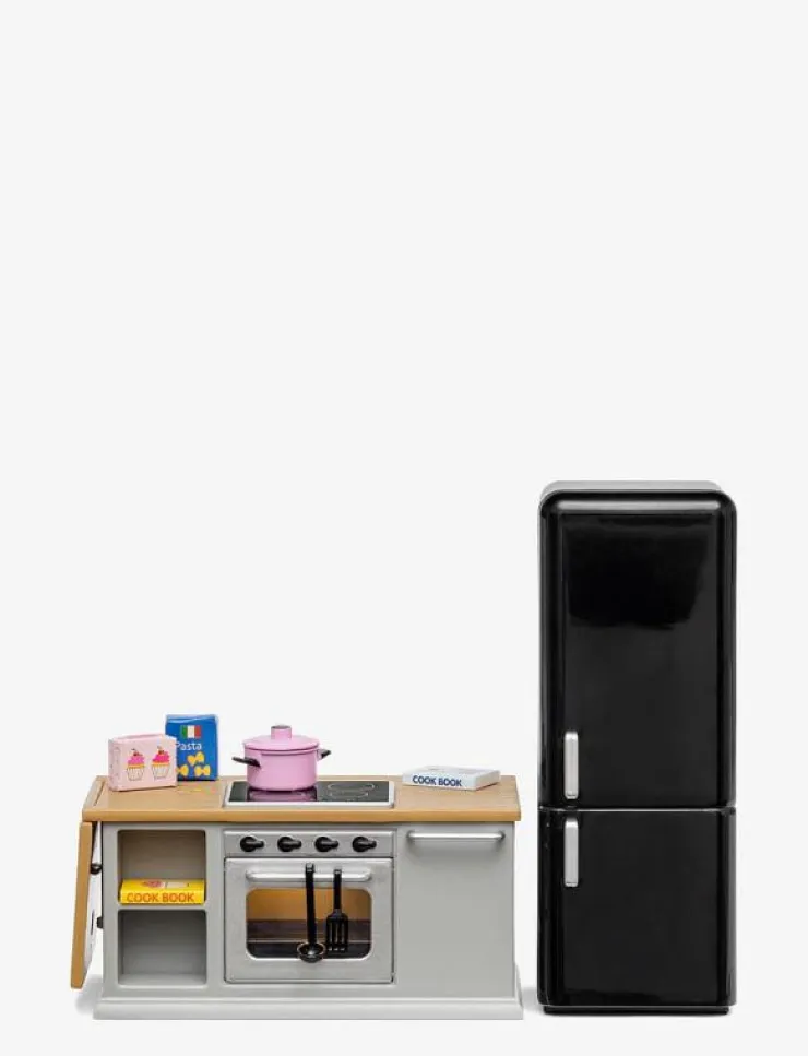 Lundby SPIS+KYLSKÅPSSET GRÅ - Tillbehör till dockhus|Barn Dockor & Tillbehör