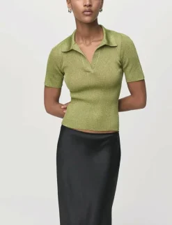 Kvinnor Mango T-Shirts & Toppar|Lurex polo neck sweater - Pikéer