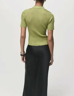 Kvinnor Mango T-Shirts & Toppar|Lurex polo neck sweater - Pikéer