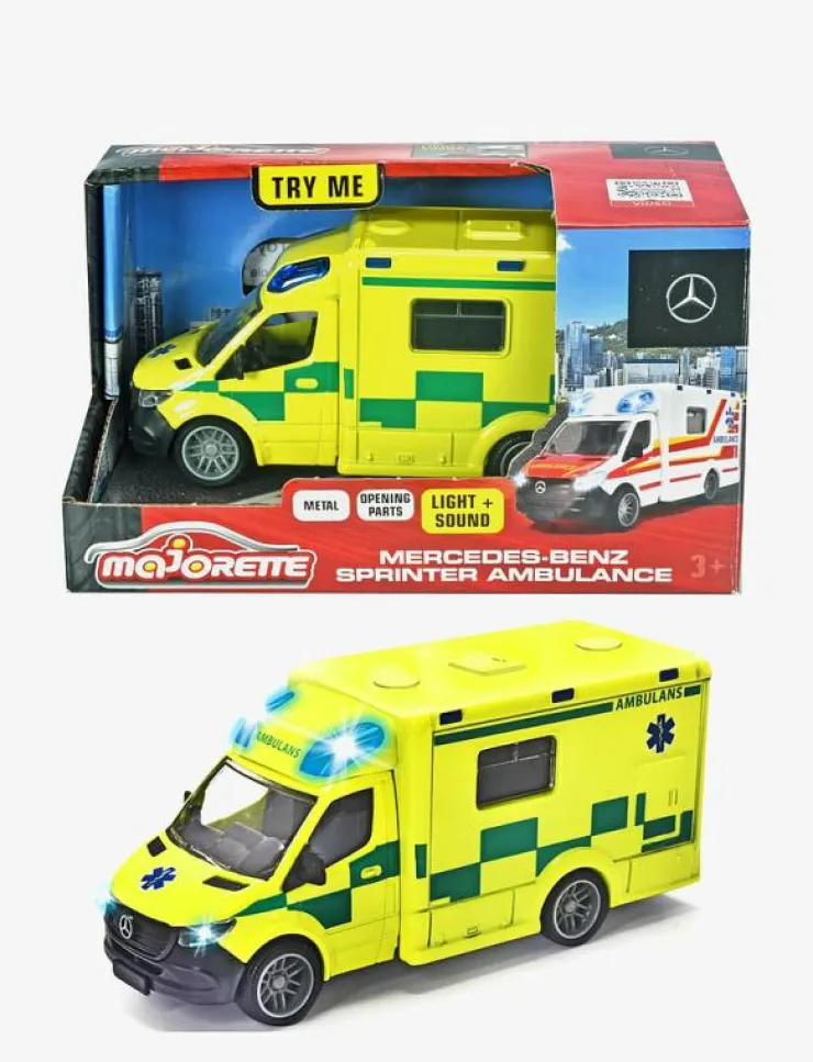 Majorette Grand Series - Mercedes-Sprinter Svensk Ambulans - Leksaksfordon|Barn Leksaker|Leksaker
