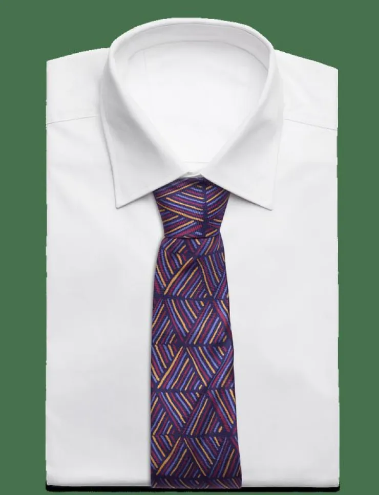 AN IVY Slipsar & Accessoarer|Malik Navy Burgundy Blue Silk Tie - Slipsar