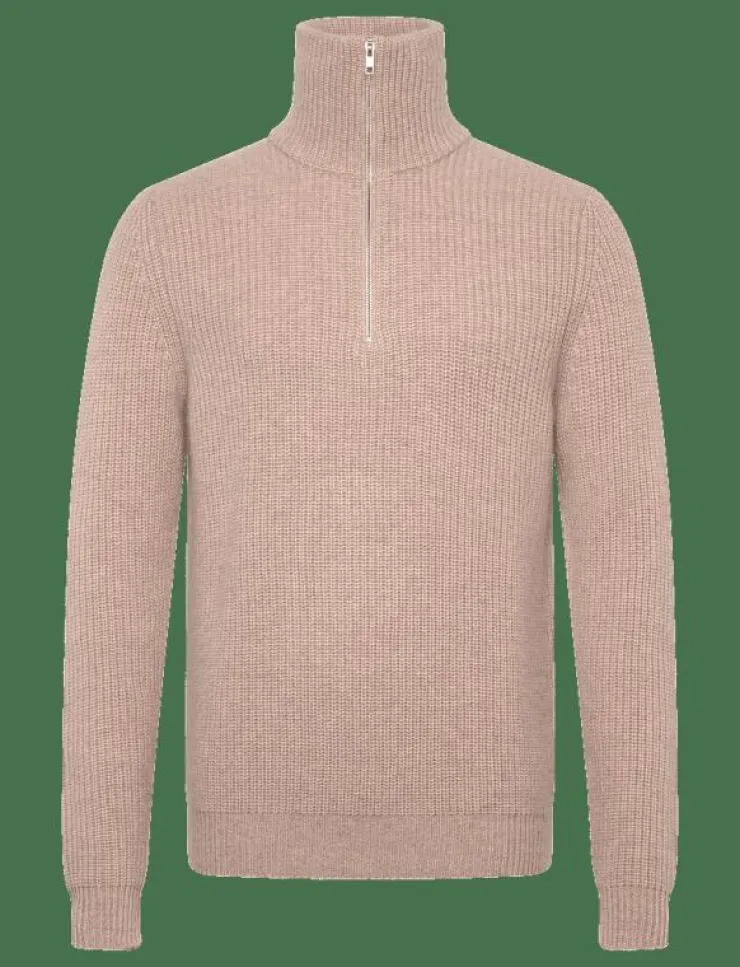 Davida Cashmere Stickat|Man Chunky Rib Half Zip - Stickat