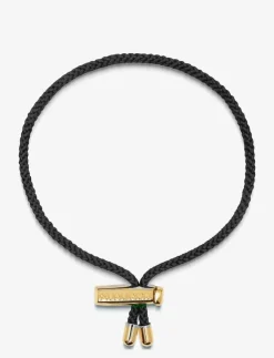 Nialaya Smycken|Men's Black String Bracelet with Adjustable Gold Lock - Armband