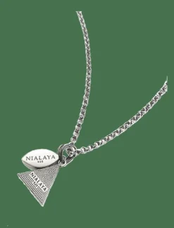 Nialaya Smycken|Men's Silver Necklace with Turquoise Evil Eye and Eye of Ra Pendant - Halsband