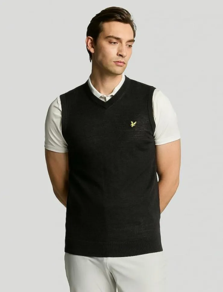 Lyle & Scott Sport Sweatshirts|Merino Blend Knitted V-Neck Vest - Stickat