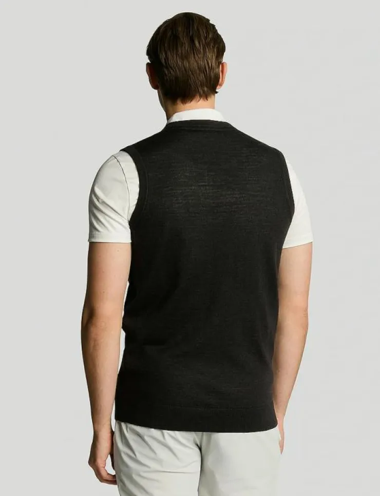 Lyle & Scott Sport Sweatshirts|Merino Blend Knitted V-Neck Vest - Stickat