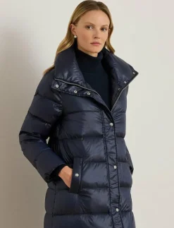 Kvinnor Lauren Ralph Lauren Jackor & Kappor|Metallic Funnelneck Down Maxicoat - Dunkappor