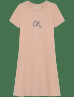 Barn Calvin Klein Klänningar & Kjolar|METALLIC PRINT LS A-ALINE DRESS - Kortärmade vardagsklänningar