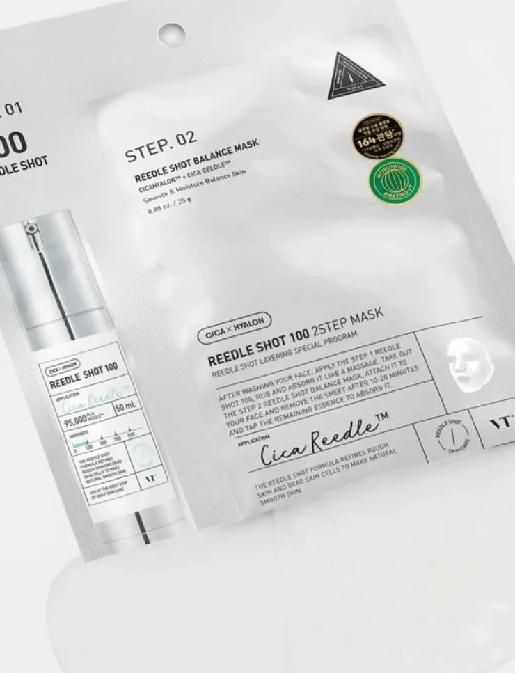 VT Cosmetics Mild Reedle Shot 100 2-Step Mask - Ansiktsvård|Kvinnor Skönhet|Skönhet