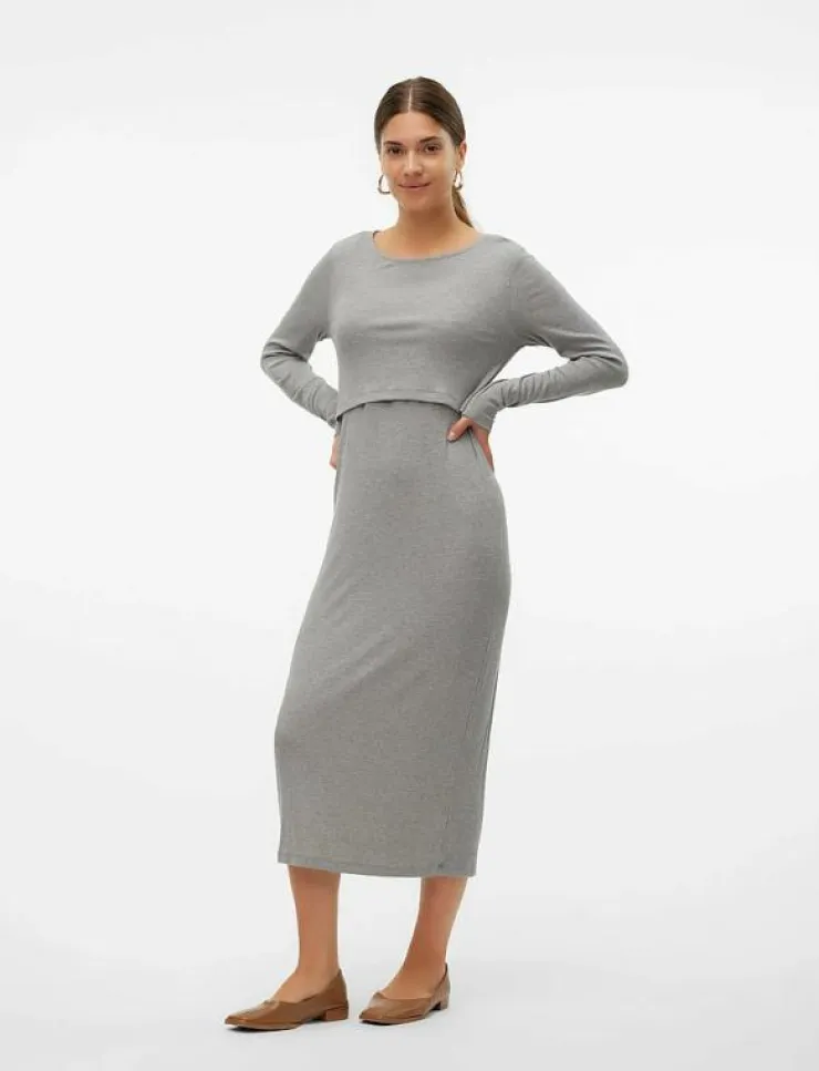 Kvinnor Mamalicious Mammakläder|MLBRYNNA JUNE LS JRS MIDI DRESS 2F NOOS - Fodralklänningar