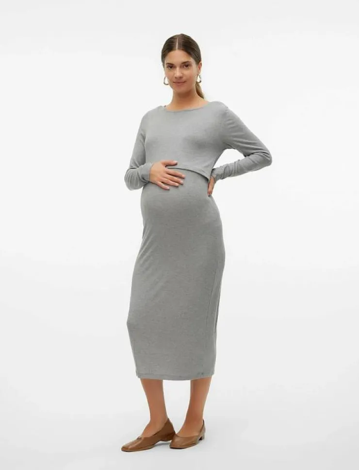 Kvinnor Mamalicious Mammakläder|MLBRYNNA JUNE LS JRS MIDI DRESS 2F NOOS - Fodralklänningar