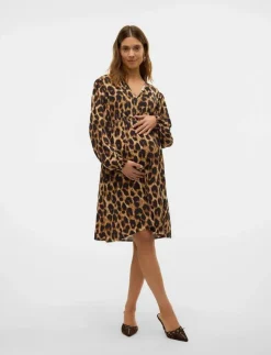 Kvinnor Mamalicious Mammakläder|MLNALENE LS WO DRESS ABK - Midiklänningar