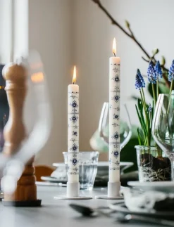 Kunstindustrien Ljus|Musselmalet Taper Candles, 4 pack - Kronljus
