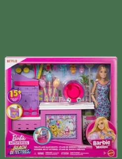 Barbie Mysteries: Beach Detectives Malibu Doll, Cotton Candy Game Playset & Accessories - Lekset|Barn Leksaksset & Leksaksfigurer