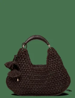 Kvinnor Mango Axelremsväskor|Natural fibre shoulder bag with flower charm - Axelremsväskor