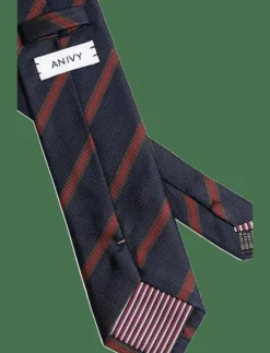 AN IVY Slipsar & Accessoarer|Navy Herringbone Silk Tie - Slipsar