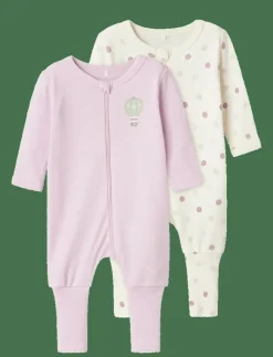 Barn name it Sovplagg|NBFNIGHTSUIT 2P ZIP FF JET DOT NOOS - One-sie