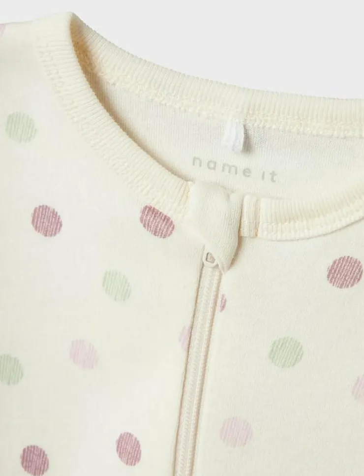 Barn name it Sovplagg|NBFNIGHTSUIT 2P ZIP FF JET DOT NOOS - One-sie