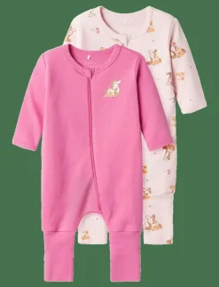 Barn name it Sovplagg|NBFNIGHTSUIT 2P ZIP FF ROSE DEER NOOS - One-sie