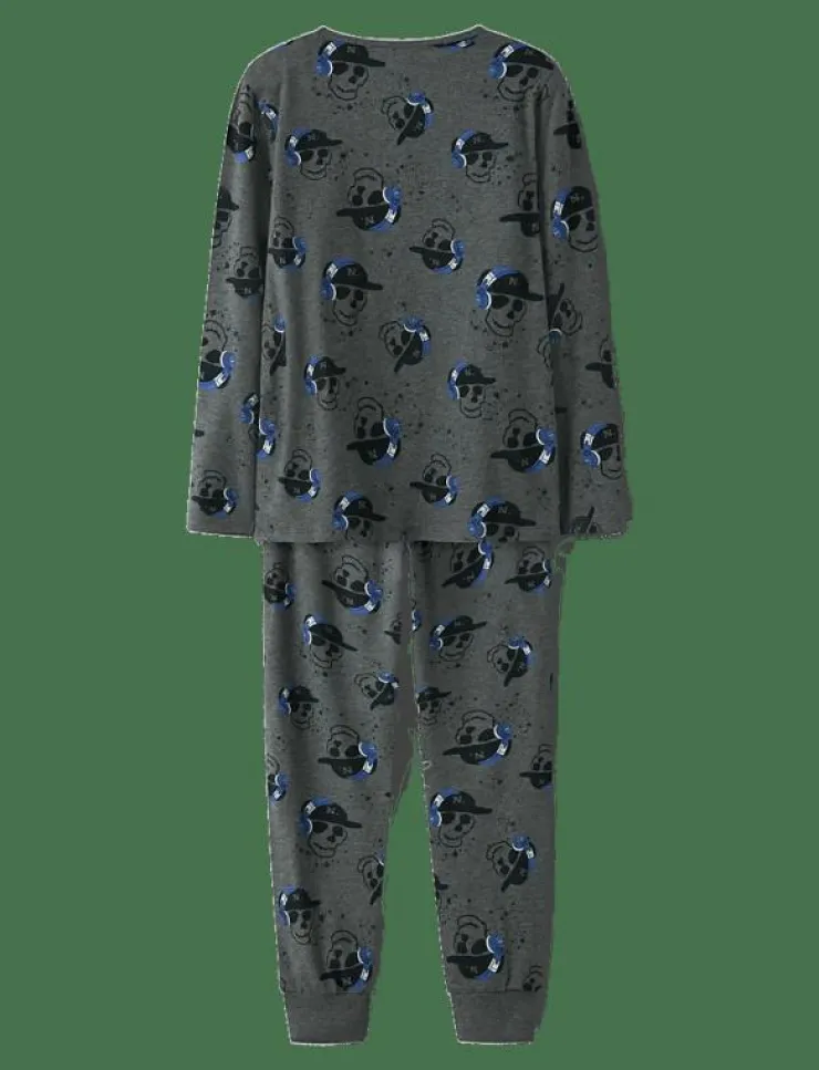 name it NKMNIGHTSET DARK GREY MEL SKULL NOOS - Set|Barn Sovplagg