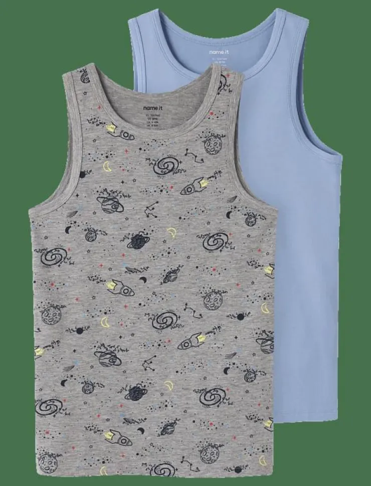 name it NKMTANK TOP 2P GREY SPACE NOOS - Överdelar|Barn Underkläder