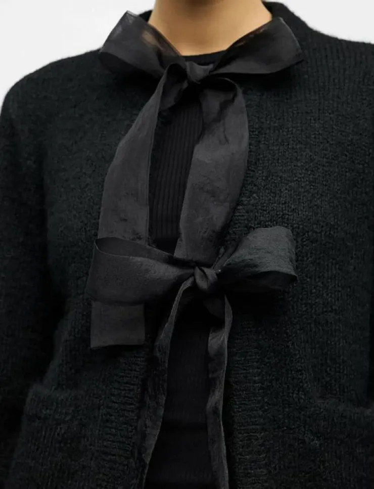 Kvinnor Object Stickat|OBJSAGGIA L/S LO KNIT BOW CARDIGAN DIV - Koftor