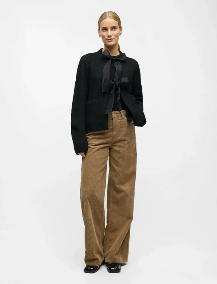 Kvinnor Object Stickat|OBJSAGGIA L/S LO KNIT BOW CARDIGAN DIV - Koftor