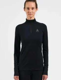 Kvinnor Odlo Underställ|Underställ|Merino 200 Bl Top Turtle Neck L/S Half Zip - Underställströjor
