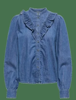 ONLY ONLDASHA-SEVIGNY L/S FRILL SHIRT DNM AKM - Jeansskjortor|Kvinnor Denimkläder