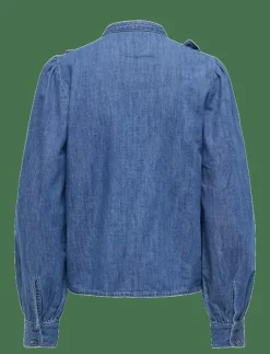 ONLY ONLDASHA-SEVIGNY L/S FRILL SHIRT DNM AKM - Jeansskjortor|Kvinnor Denimkläder