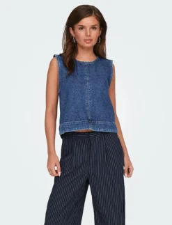 ONLY ONLDORSI S/L TOP DNM SIK - Jeansvästar|Kvinnor Västar