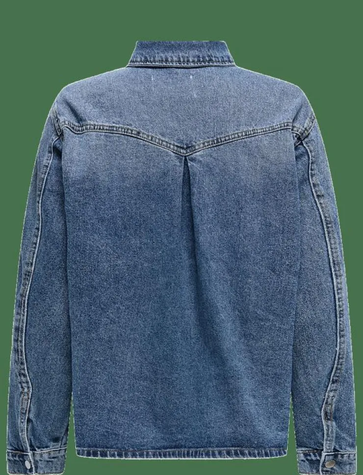 Kvinnor ONLY Blusar & Skjortor|ONLELLA L/S POCKET SHIRT TAI519 DNM NOOS - Jeansskjortor