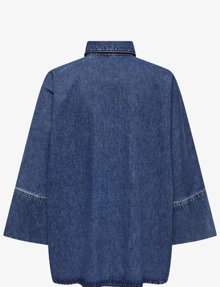Kvinnor ONLY Denimkläder|Blusar & Skjortor|ONLGRACE 3/4 DNM SHIRT CRO NOOS - Jeansskjortor