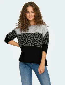 ONLY ONLJADE ANIMAL LS O-NECK NOOS KNT - Stickat|Kvinnor Kläder
