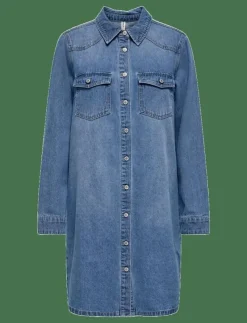 ONLY ONLLISA L/S DNM DRESS GUA - Korta klänningar|Kvinnor Denimkläder|Klänningar