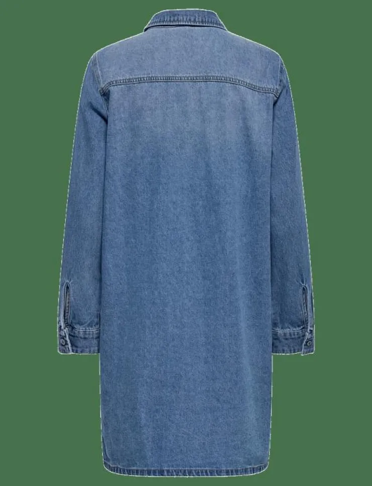 ONLY ONLLISA L/S DNM DRESS GUA - Korta klänningar|Kvinnor Denimkläder|Klänningar