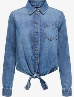 ONLY -ONLSEVIGNY LECEY LS KNOT DNM SHIRT AKM - Långärmade|Kvinnor Blusar & Skjortor