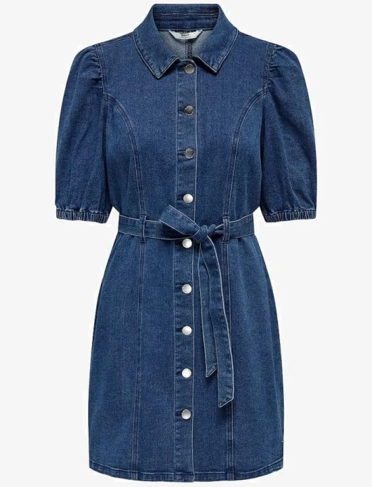 Kvinnor ONLY Denimkläder|Klänningar|ONLVIBBE SS BELT DNM DRESS NOOS - Korta klänningar