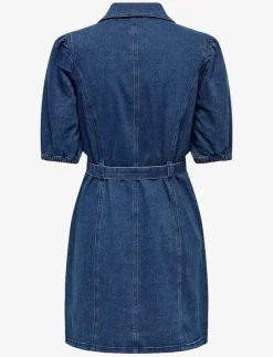 Kvinnor ONLY Denimkläder|Klänningar|ONLVIBBE SS BELT DNM DRESS NOOS - Korta klänningar