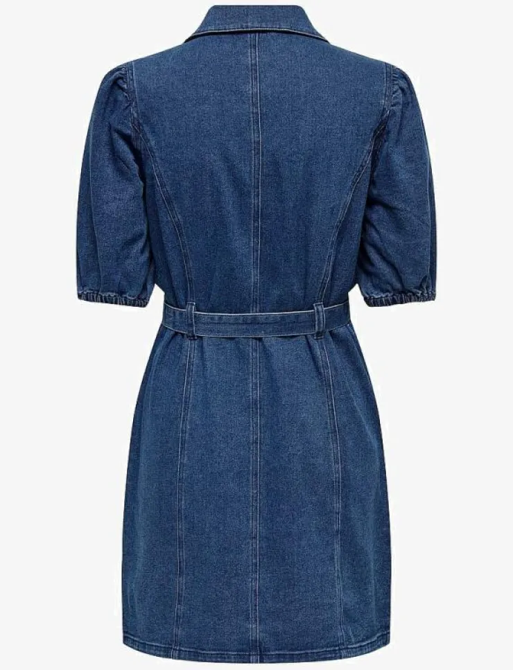 Kvinnor ONLY Denimkläder|Klänningar|ONLVIBBE SS BELT DNM DRESS NOOS - Korta klänningar