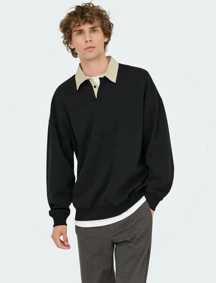 ONLY & SONS Pikéer|ONSJEFFREY VTG LS RUGBY SOLID POLO - Långärmade pikéer