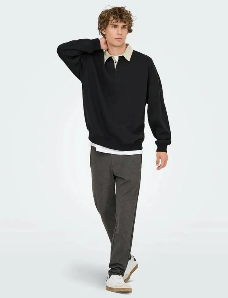 ONLY & SONS Pikéer|ONSJEFFREY VTG LS RUGBY SOLID POLO - Långärmade pikéer
