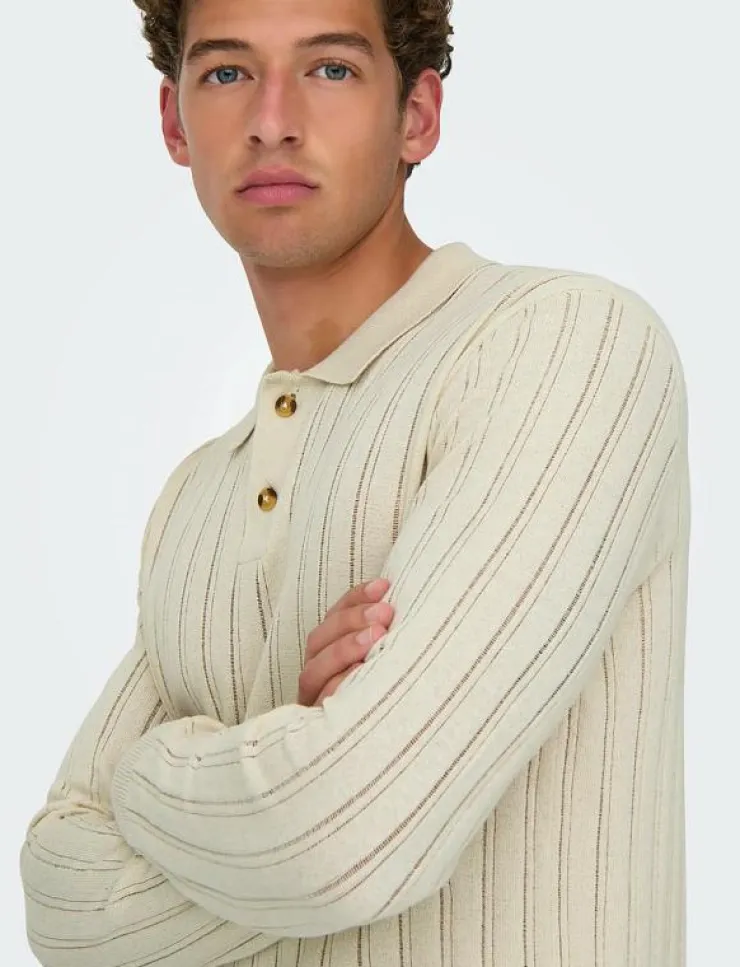 ONLY & SONS Stickat|ONSKENT LIFE REG 12 LS POLO KNIT - Stickade pikéer