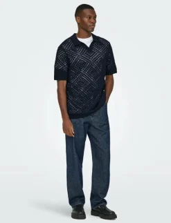 ONLY & SONS ONSKOLMAR LIFE REG 5 SS RESORT KNIT - Kortärmade pikéer| Pikéer